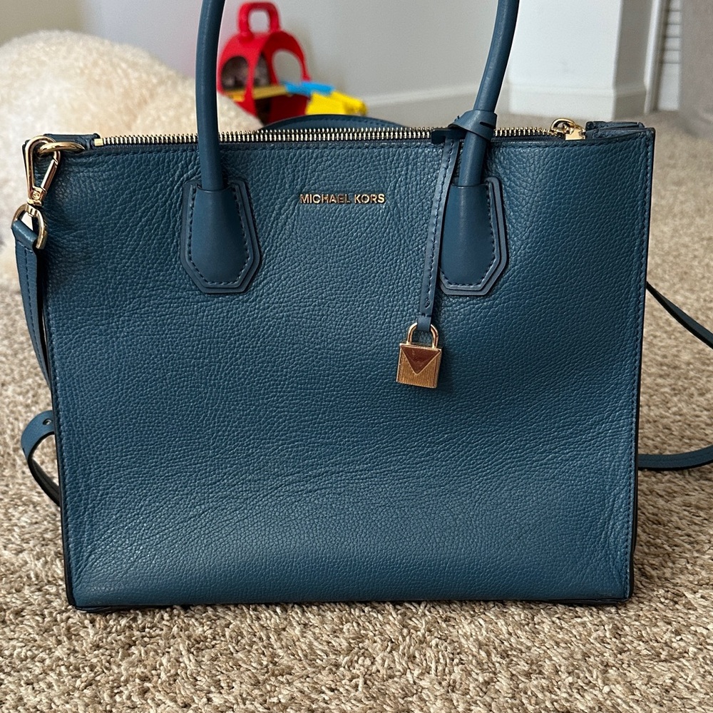 Michael Kors Teal Satchel with Gold Accents